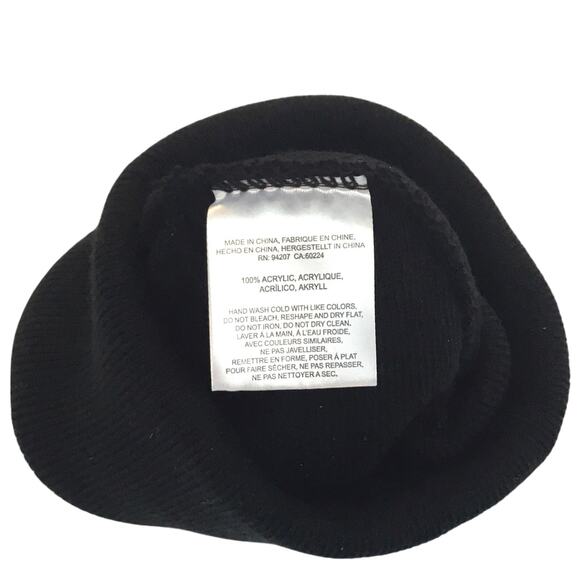 Caterpillar Black Cap Hat CAT Knit Beanie Cuff Logo Tab NWOT - Picture 2 of 2